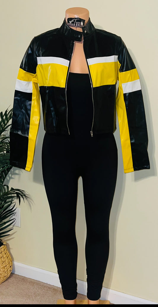 Colorblock Biker Jacket