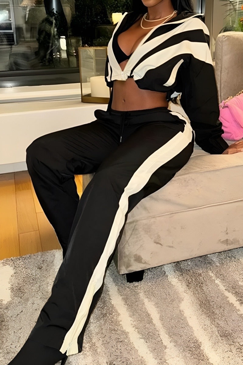 TK STRIPED SET BLACK/WHITE