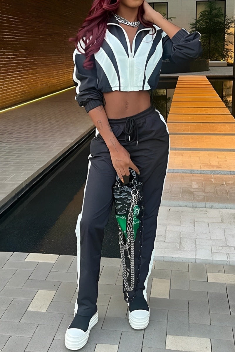 TK STRIPED SET BLACK/WHITE