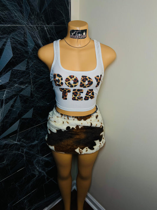 LEOPARD PRINT SKIRT SET