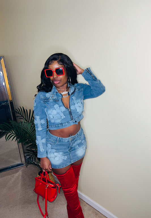 Cross denim set
